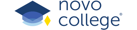 NovoCollege official logo in blue and white